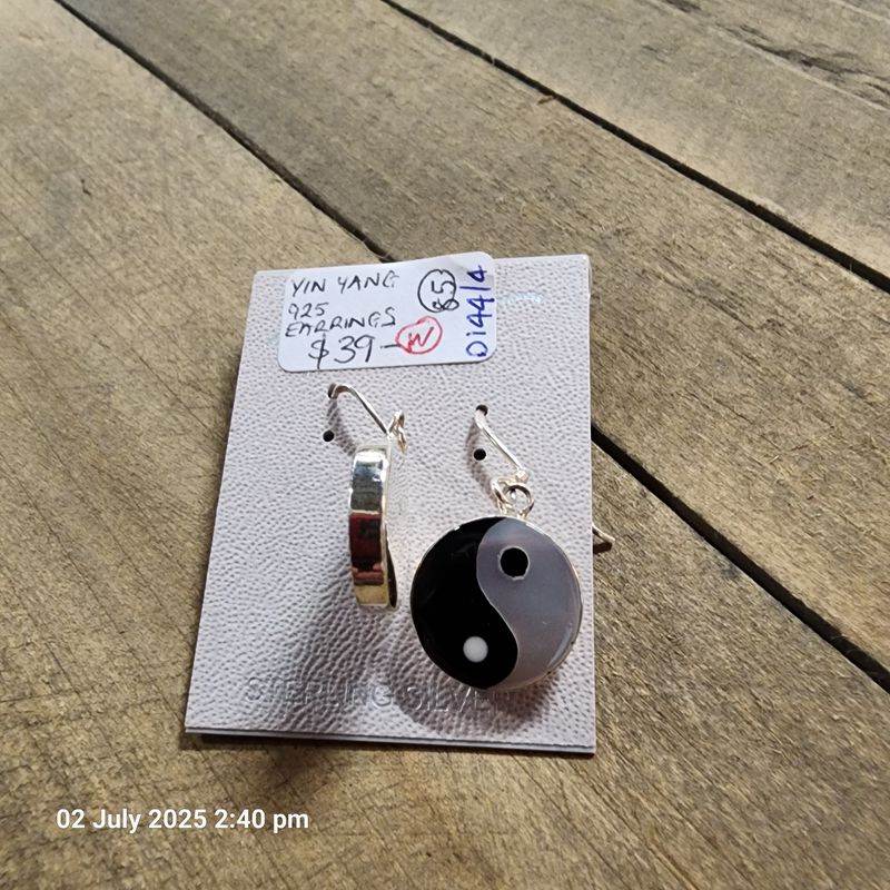 STERLING SILVER 925 YIN YANG EARRINGS NEW