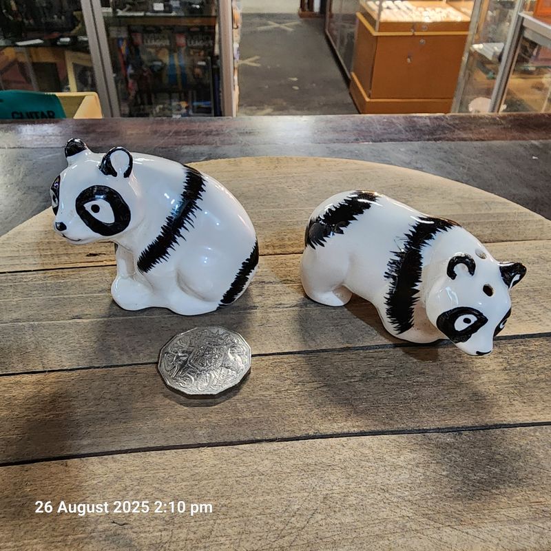 PANDA BEAR CERAMIC SALT AND PEPPER SHAKERS