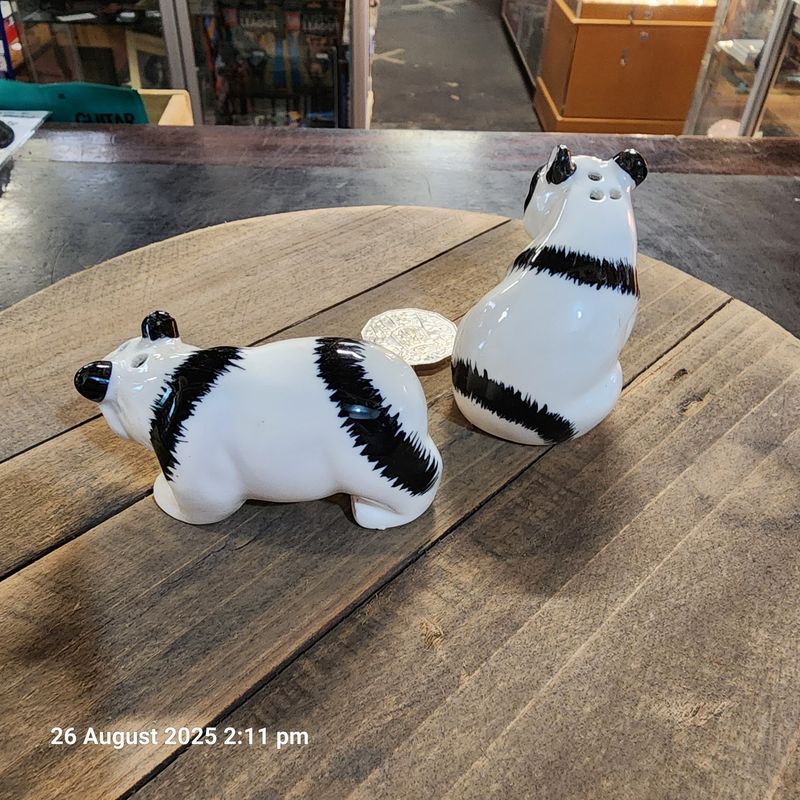 PANDA BEAR CERAMIC SALT AND PEPPER SHAKERS