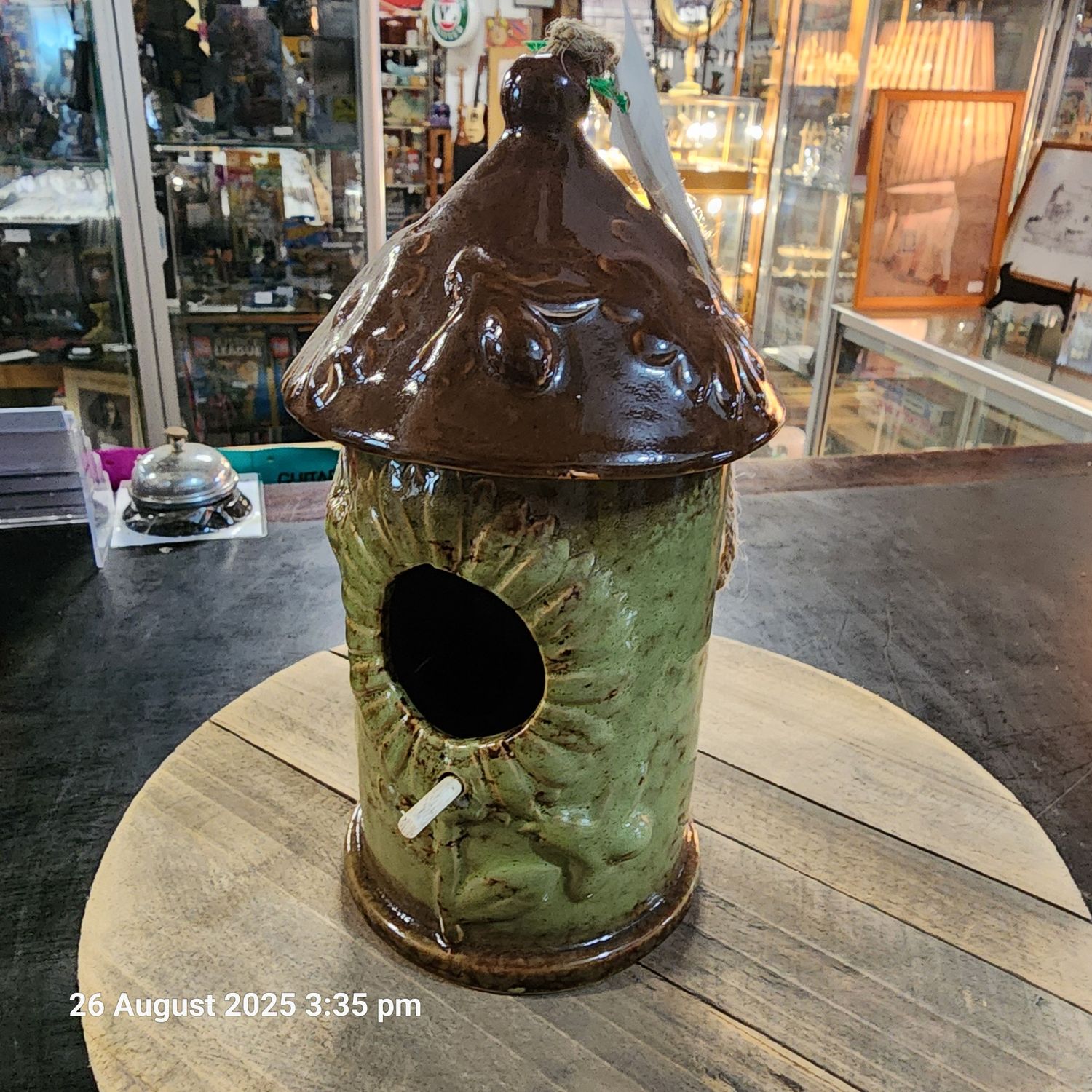 CERAMIC BEE BIRD HOUSE ON ROPE