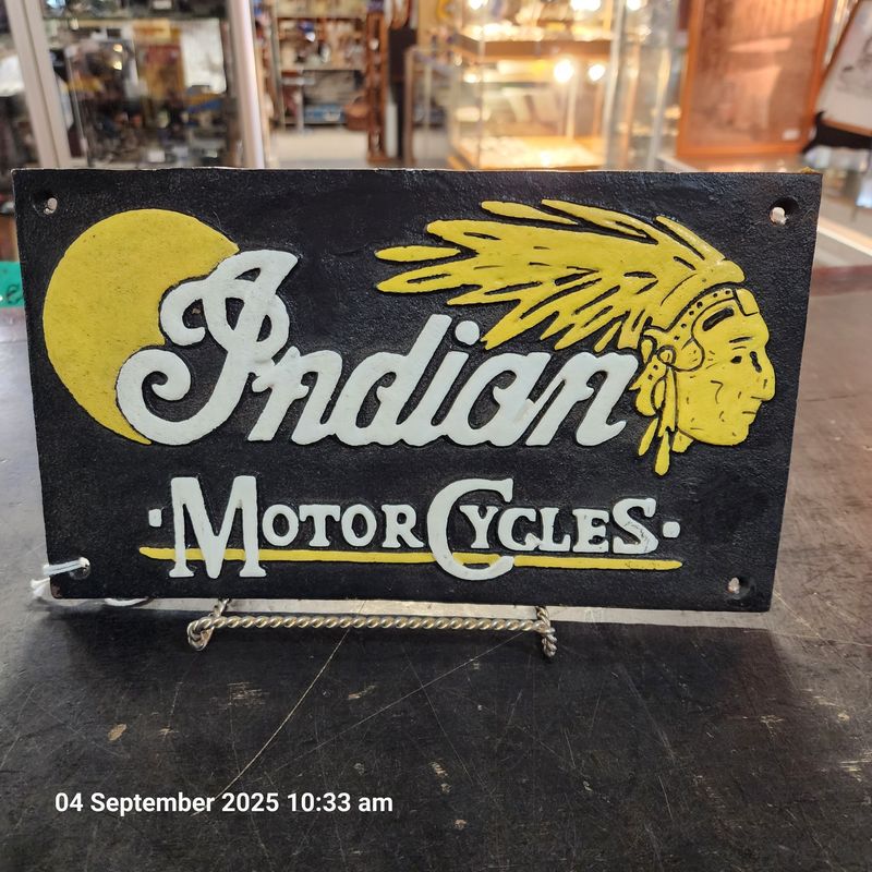 INDIAN MOTORCYCLES CAST IRON RECTANGULAR SIGN