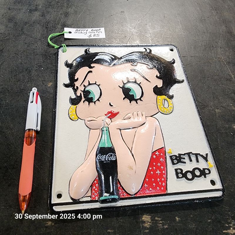 BETTY BOOP COCA COLA CAST IRON SIGN