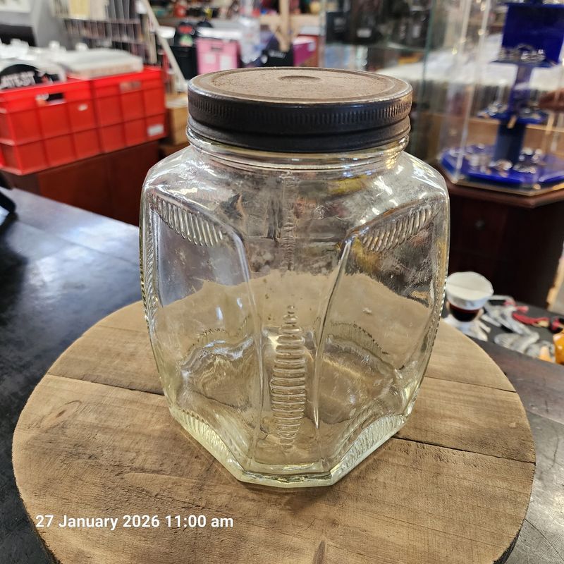 Antique Art Deco Lik-Em Nuts General Store Jar