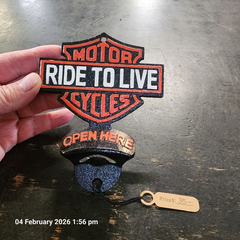 Motor Cycles Ride To Live cast iron bottle opener