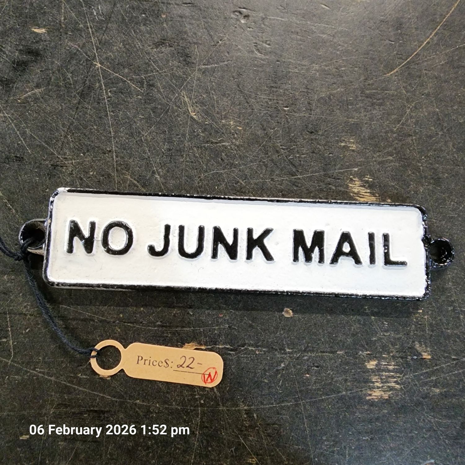 NO JUNK MAIL CAST IRON SIGN