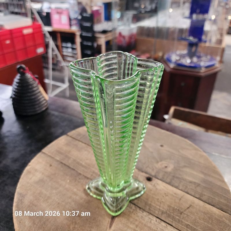 Green depression glass vase Green depression glass vase