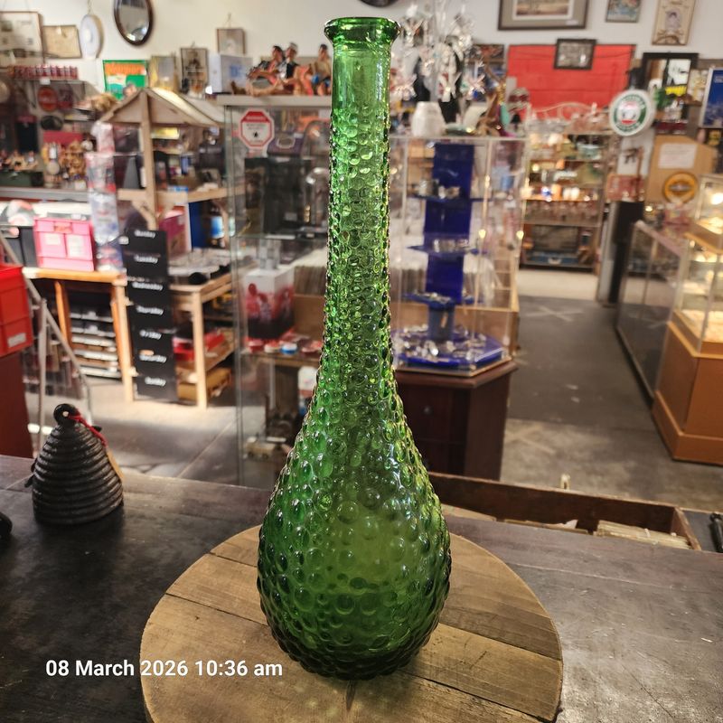 Genie Bottle Italian Hobnail Green Genie Bottle Italian Hobnail Green