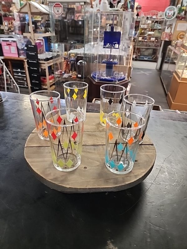 Retro set 6 vintage glasses
