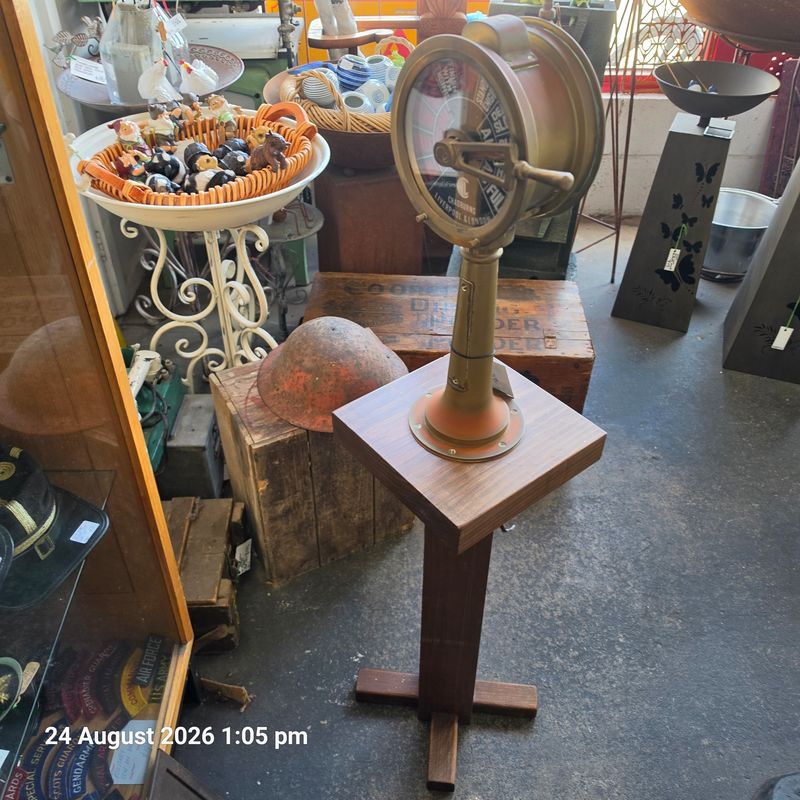 CHADBURNS BRASS SHIPS ENGINE ROOM TELEGRAPH ON PEDESTAL