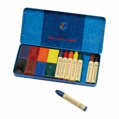 Stockmar Combined Ass. 8 Crayons+8 Blocks Tin Case