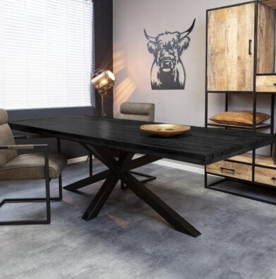Eettafel Denver | Zwart | Rechthoek | Matrixpoot