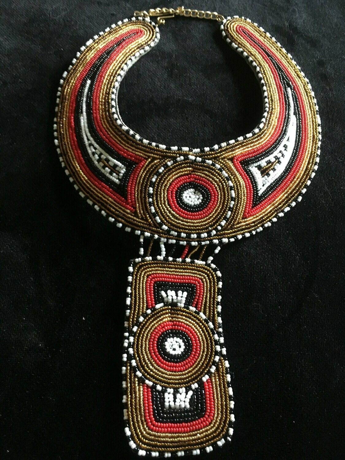 Traditional Masai Dark Colored Hand Beaded Collar