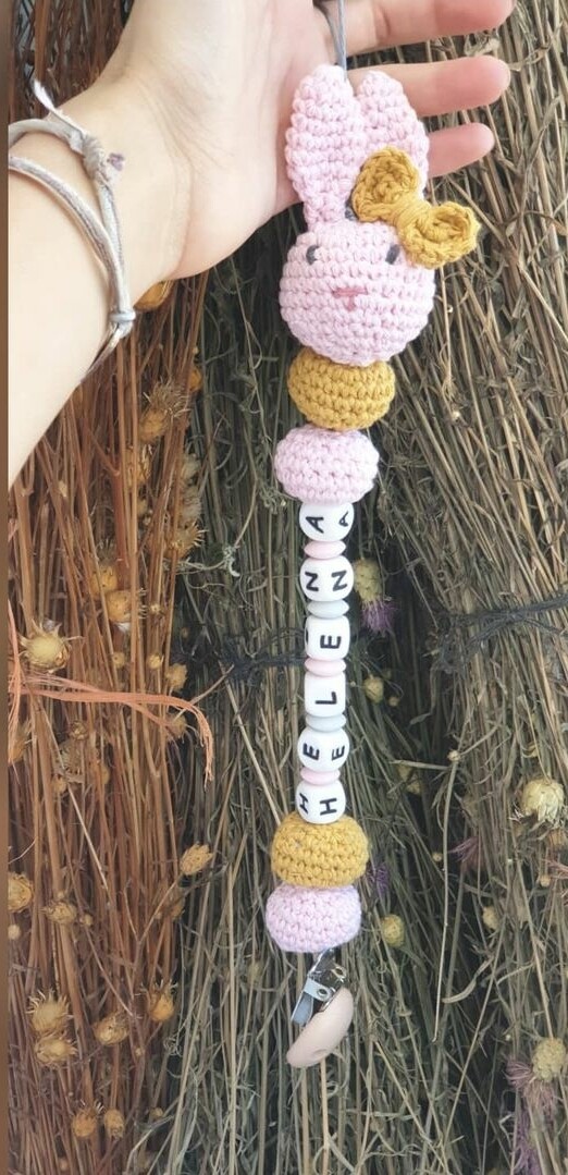 Chupeteros crochet personalizado