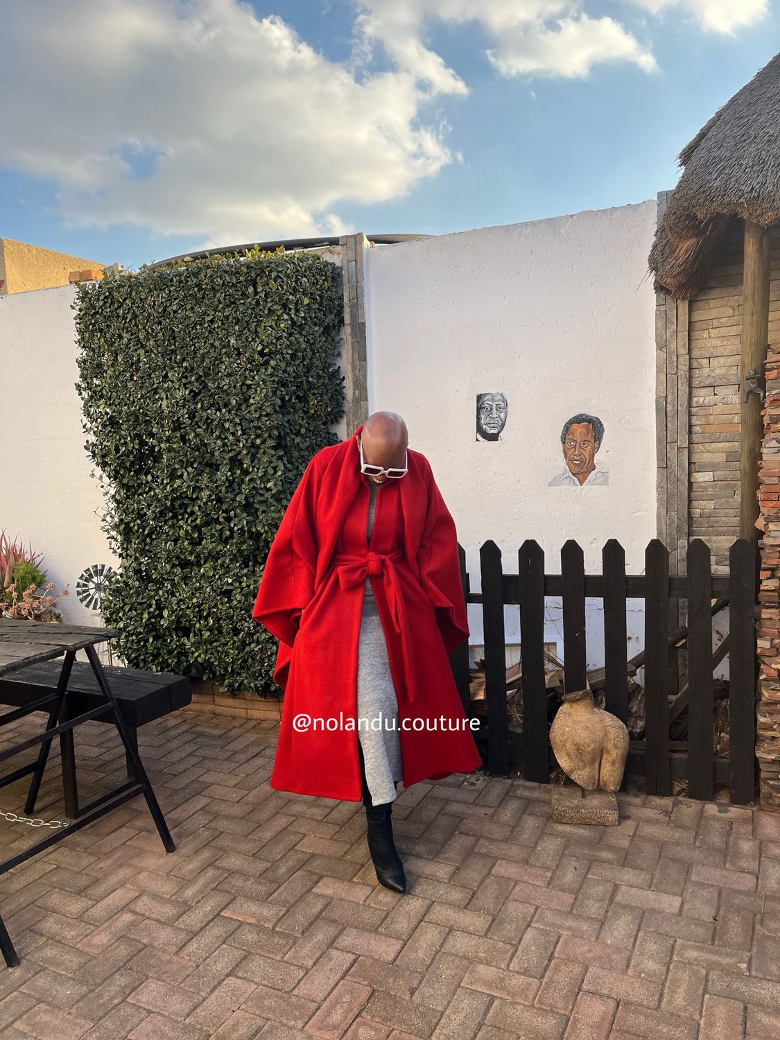 Oversized Unlined Cape With Pockets, Belt And Collar Scarf