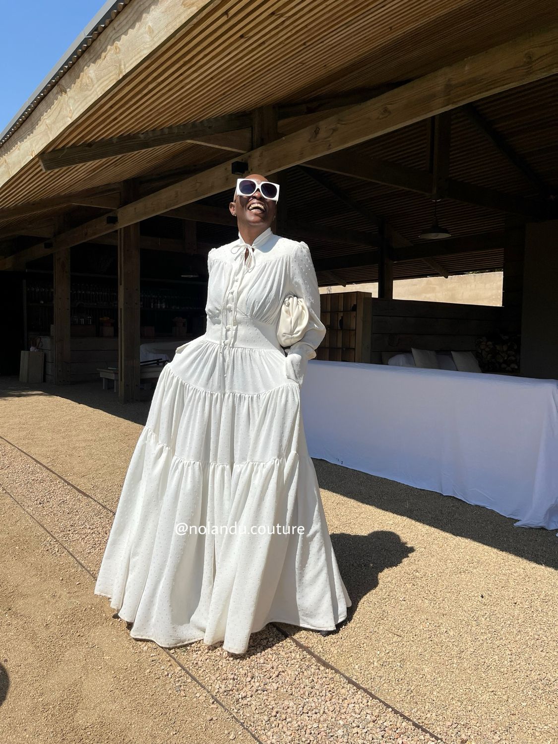Long Sleeves Tier Maxi Dress With Front Buttons And Pockets