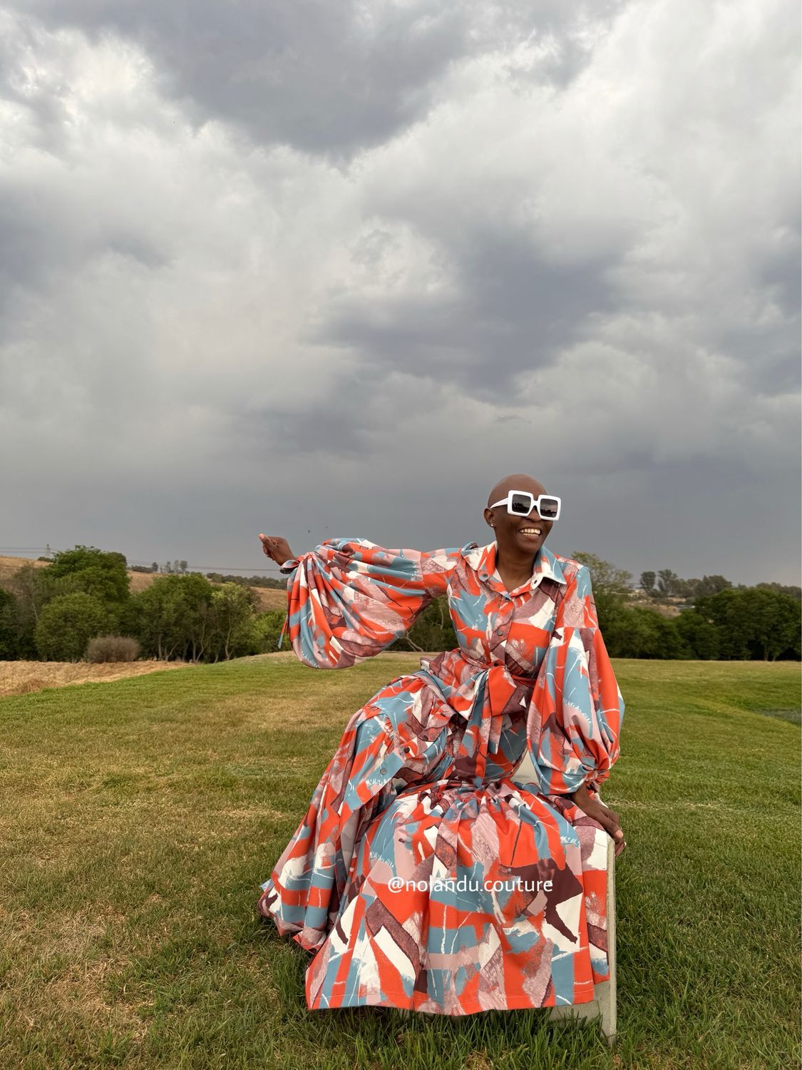 Loose fitting Maxi Tiered Dress With Front Pressstuds Balloon Sleeves and Pockets
