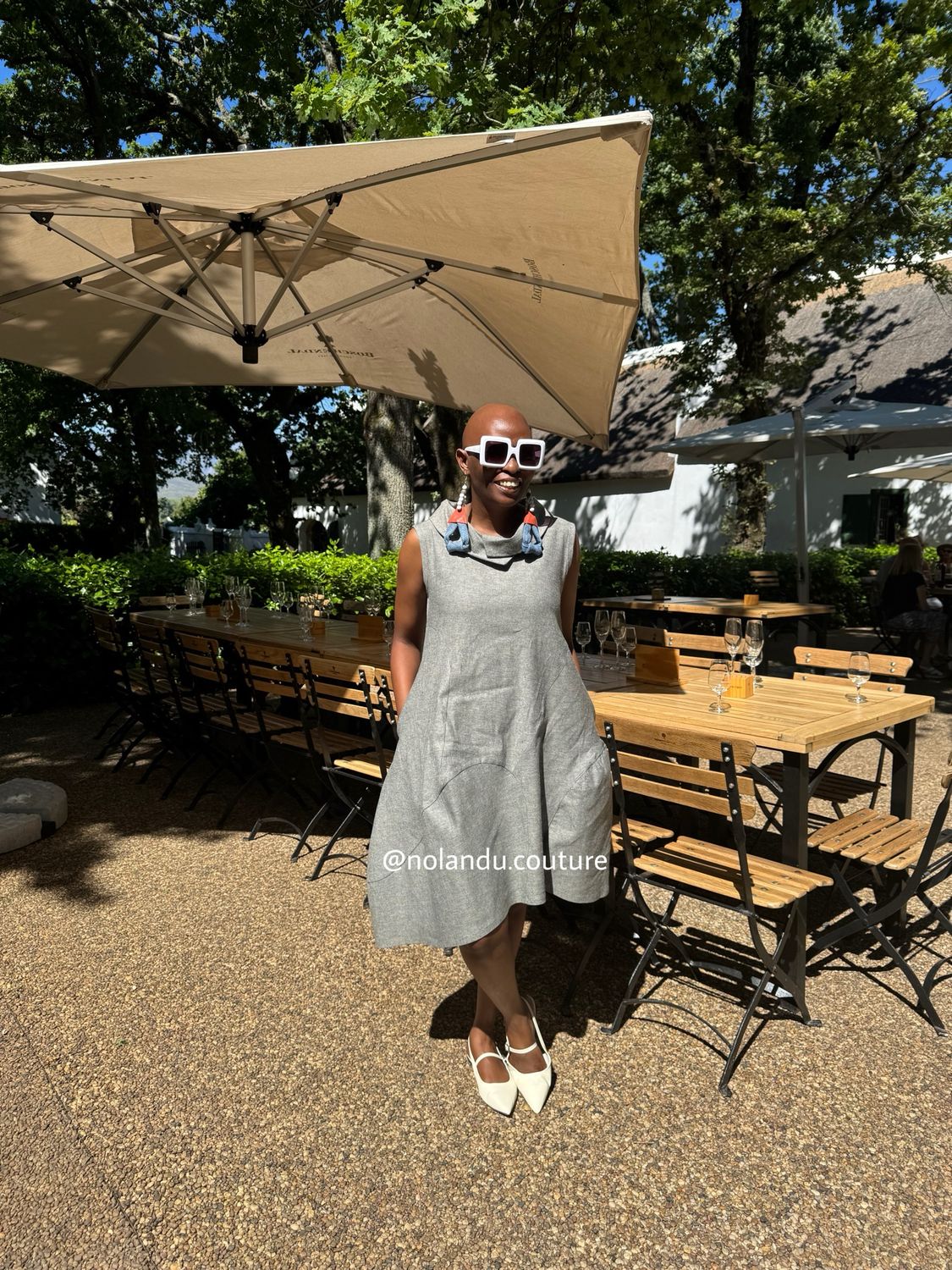 Loose Fitting Asymmetric Pullover Dress With Big Pleated Collar And Pockets