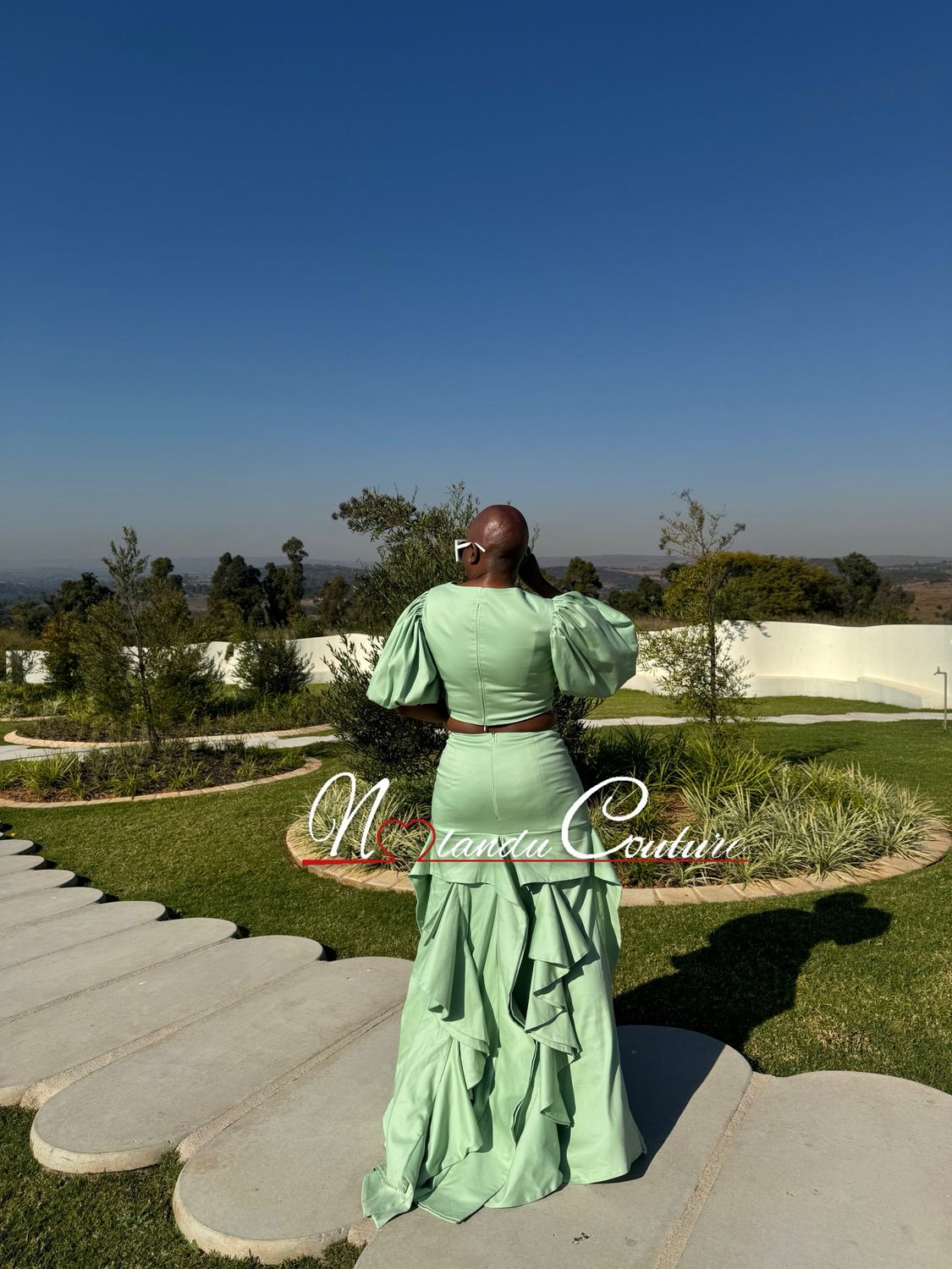 Ruffled Skirt And Cropped Balloon Sleeves Top
