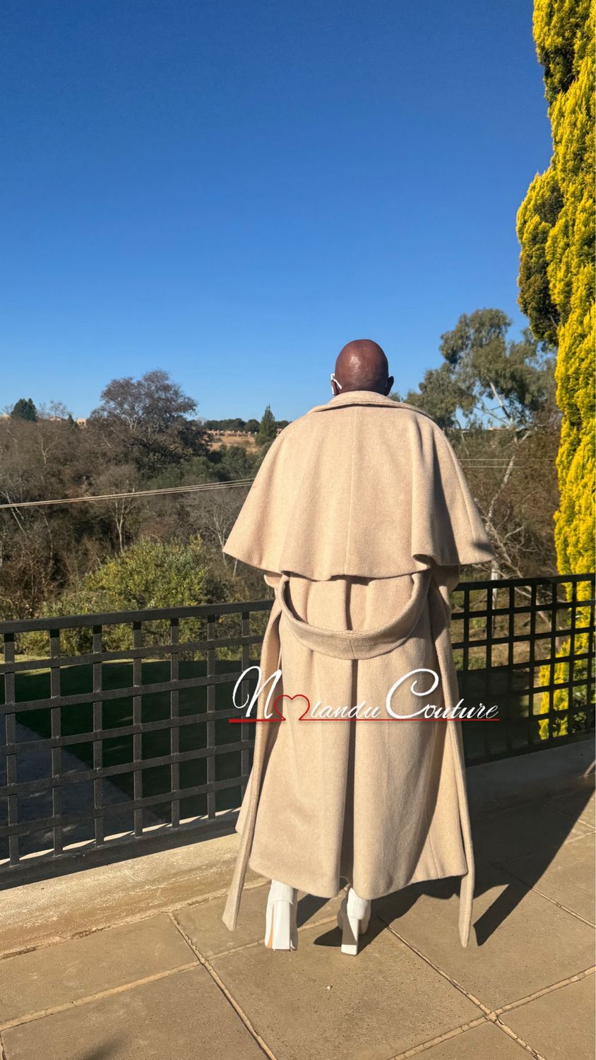 Cape Coat With Pockets And Belt