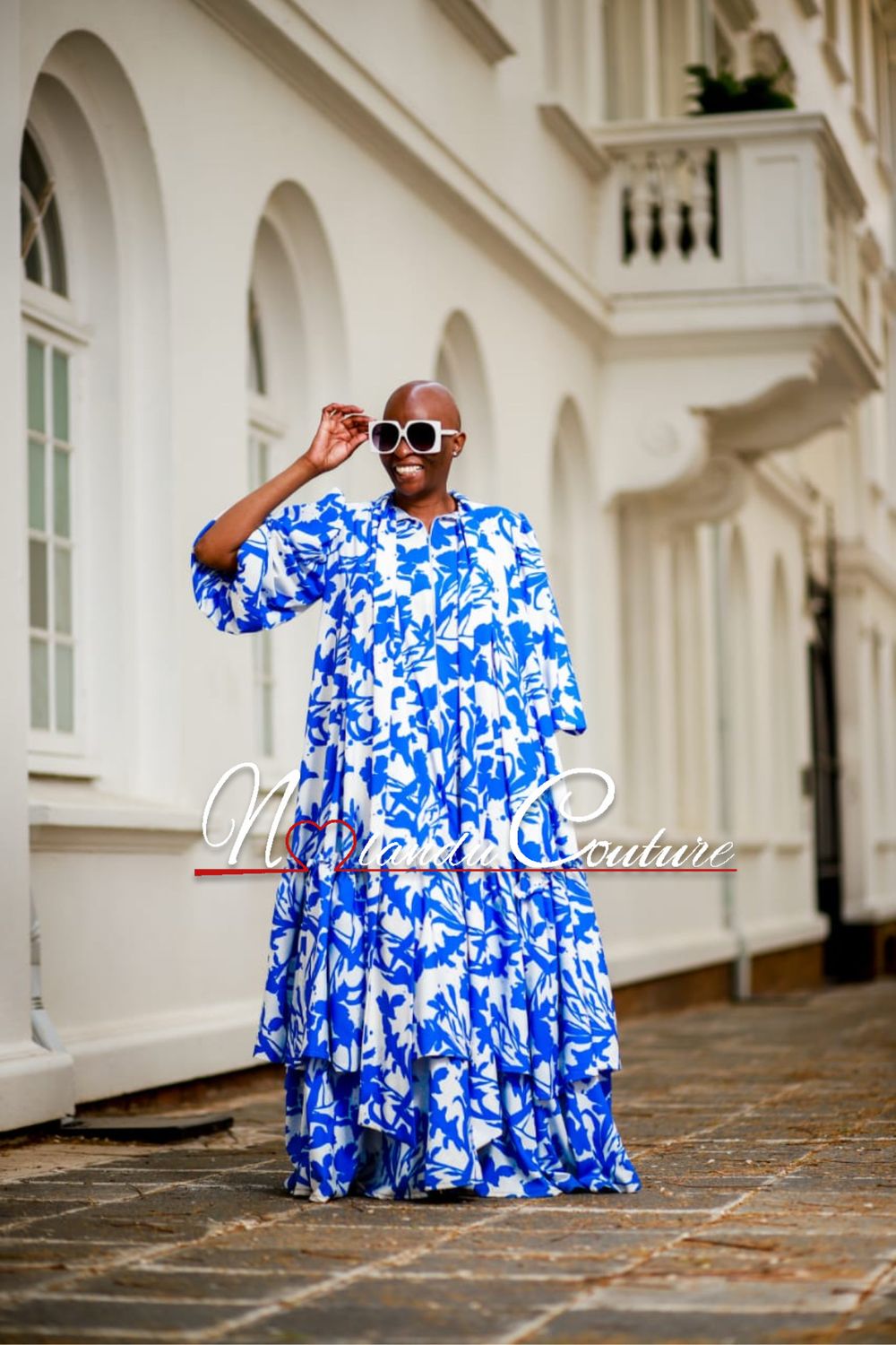 Maxi Flowy Dress With Melon sleeves, Overlay Ruffle And Pockets