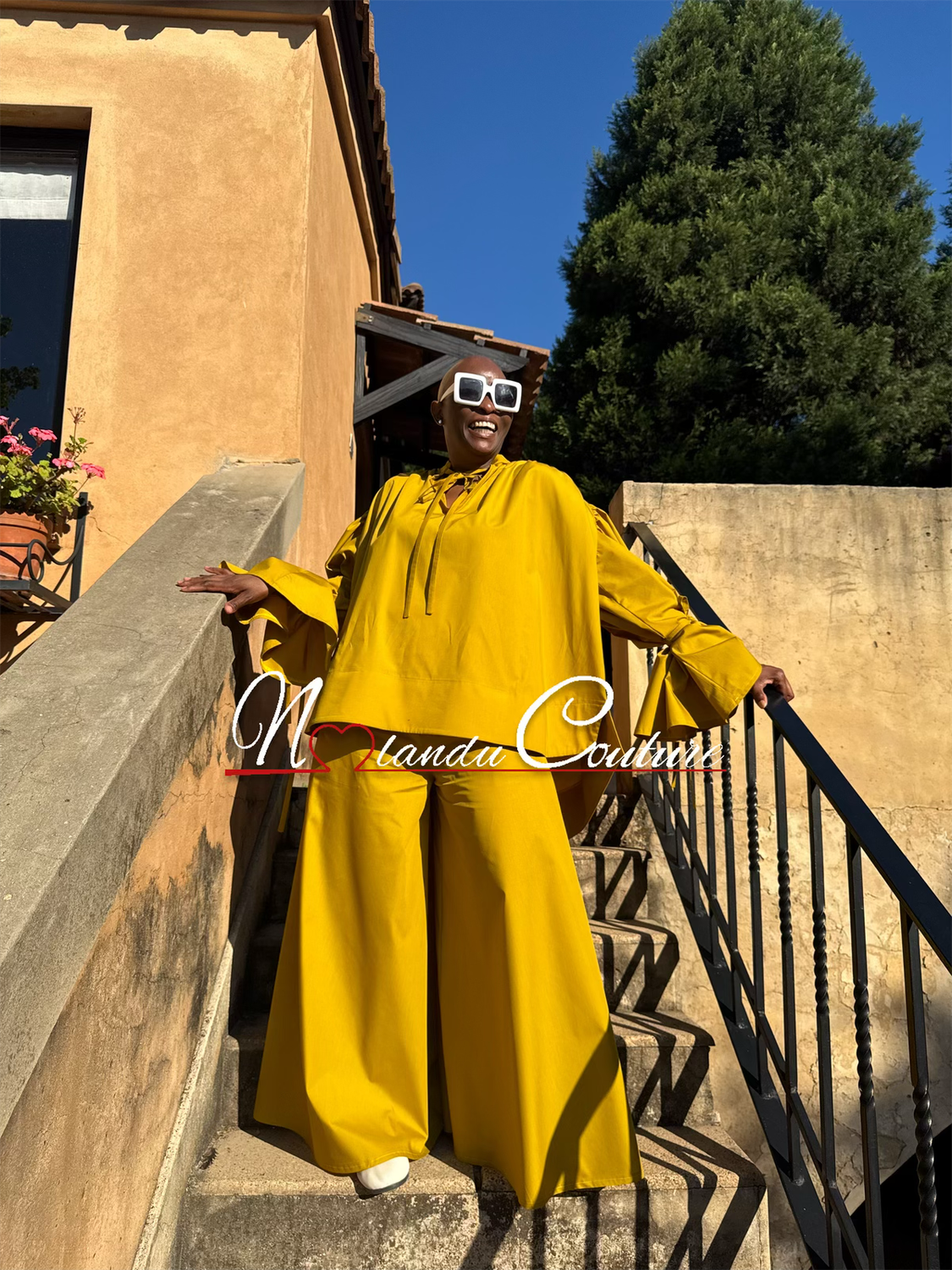 Wide Leg Pants And Loose Fitting Asymmetric Shirt