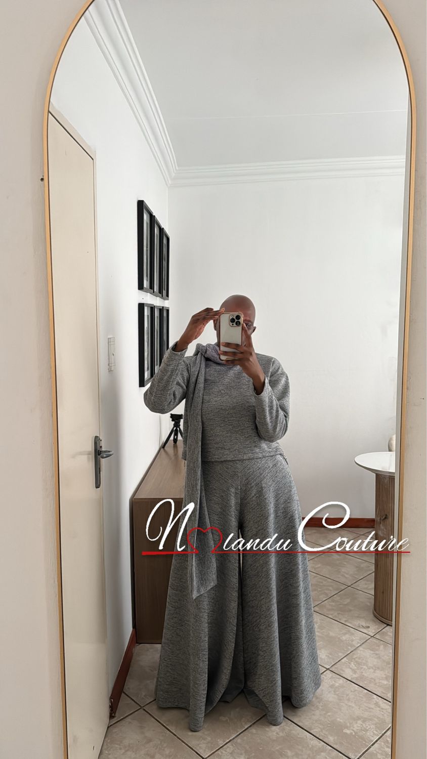 Palazzo Pants With Pockets And Oversized Top With Collar Scarf And Side Zips