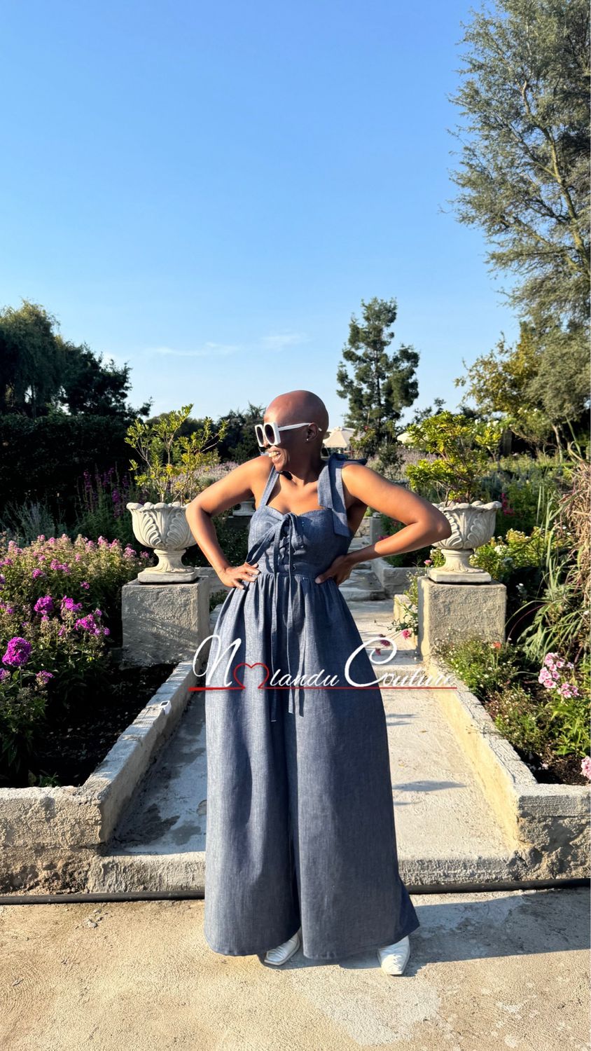 High Waist Wide Leg Jumpsuit With Side Zip and Pockets