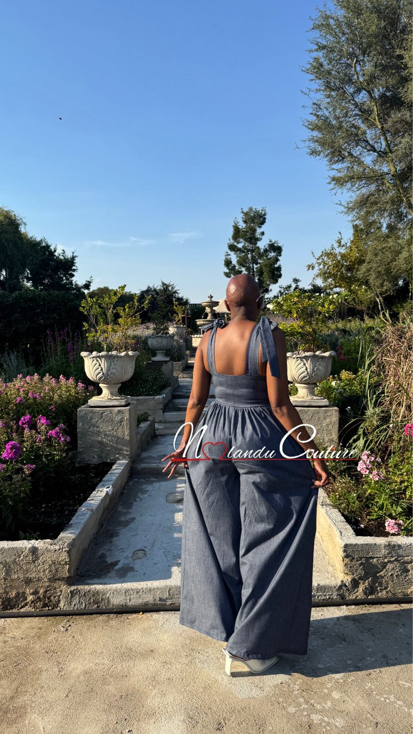 High Waist Wide Leg Jumpsuit With Side Zip and Pockets