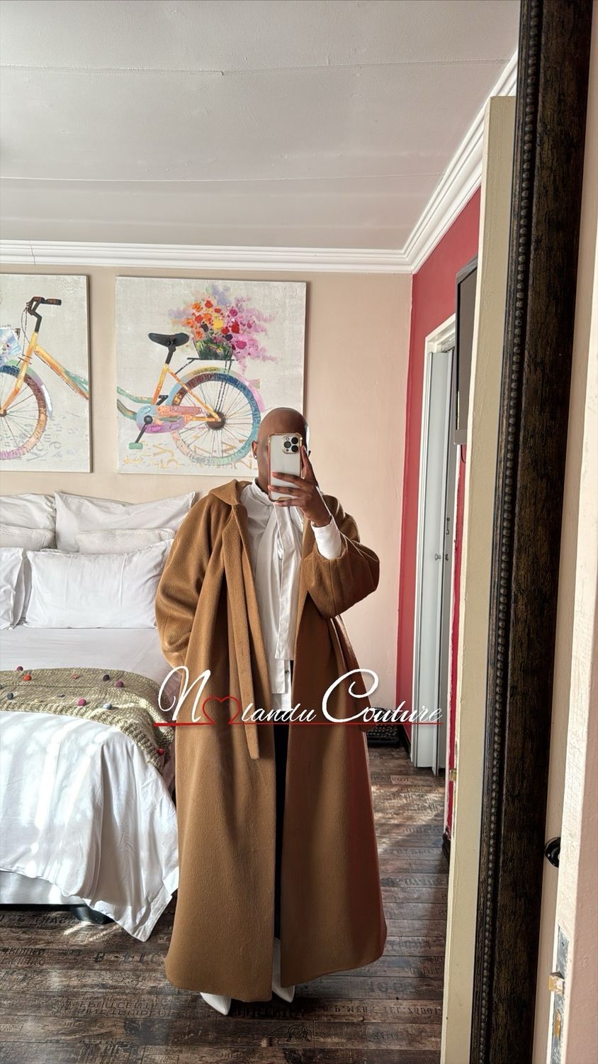 Lined Loose Fitting Floor Length Coat With Pockets And Hoodie