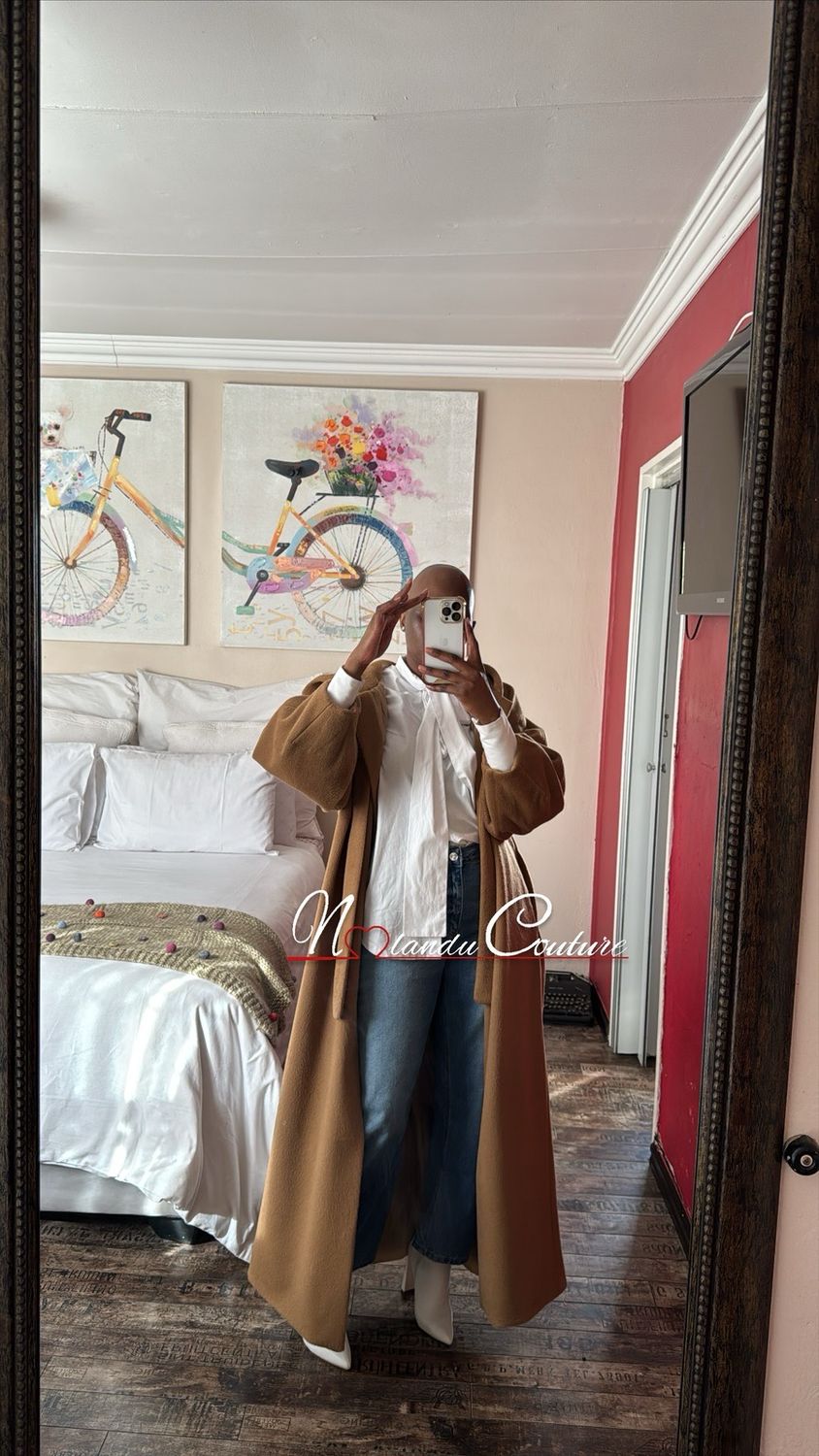 Lined Loose Fitting Floor Length Coat With Pockets And Hoodie