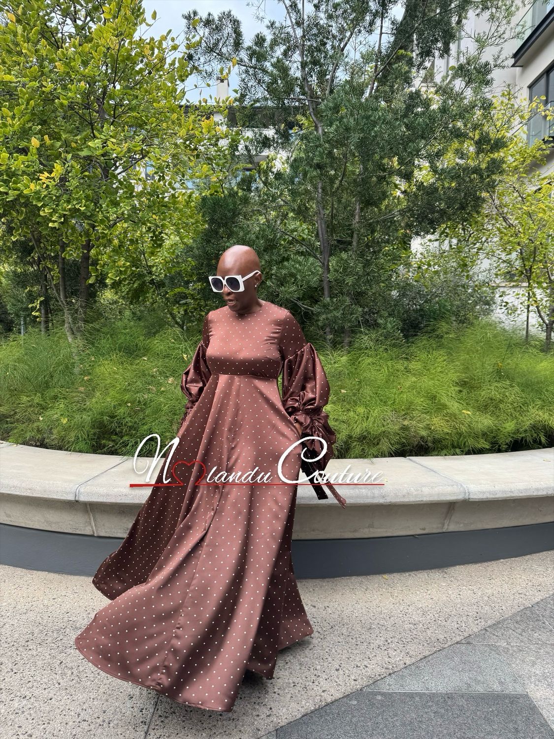 High Waist Maxi Dress With Balloon Sleeves