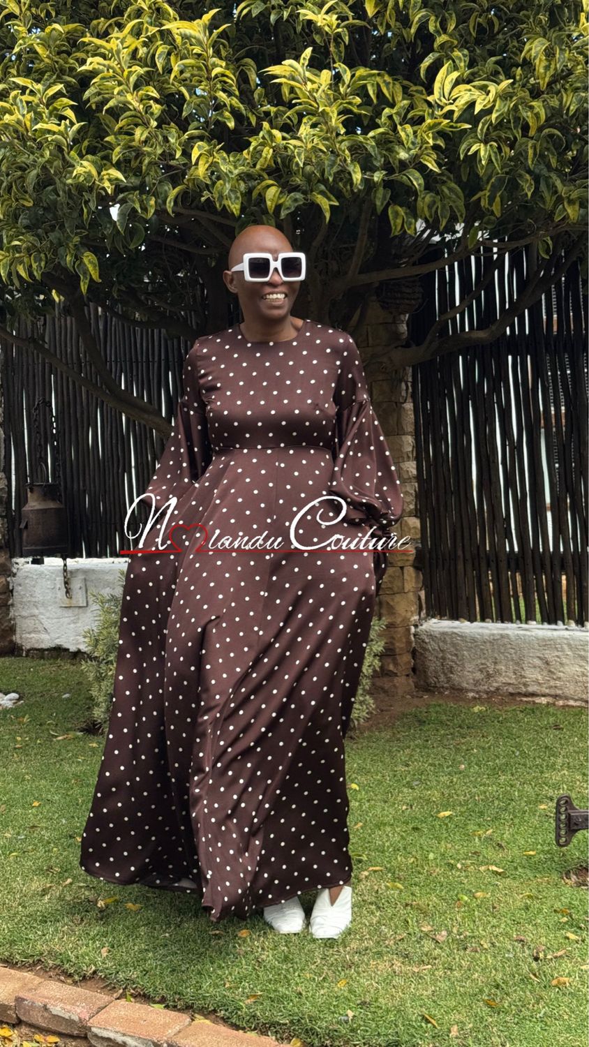 High Waist Maxi Dress With Balloon Sleeves