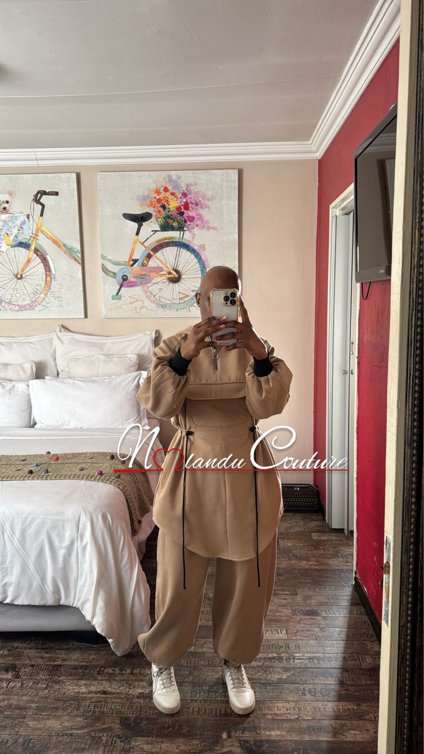 Pullover Jacket With Front Cargo Pocket And Hoodie With Half Front Zip And Sweatpants