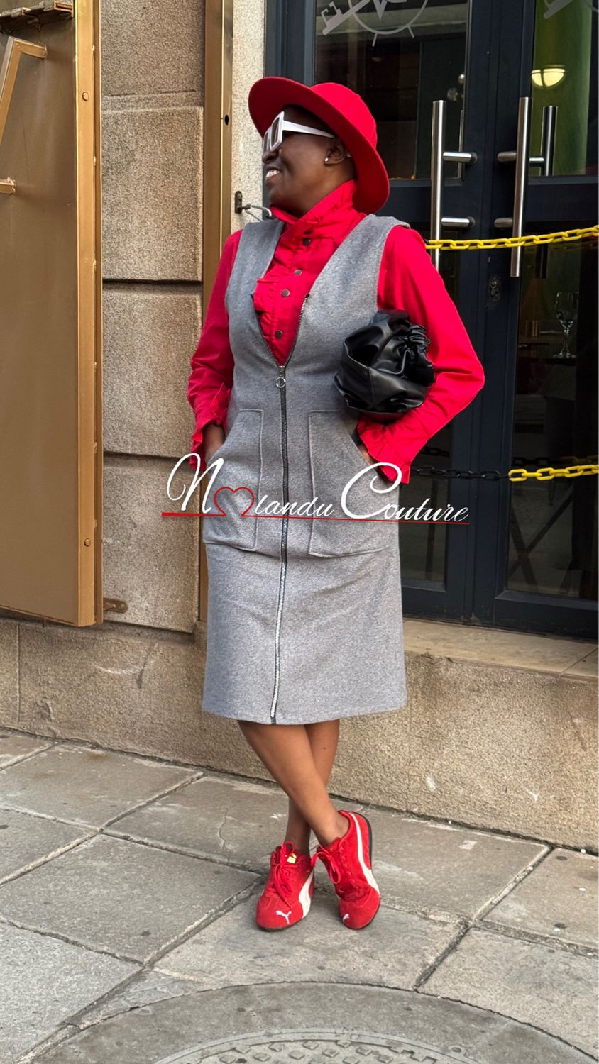 A Line Jumper Dress With Front Zip And Pockets
