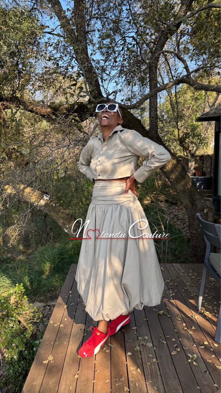 Bubble Skirt &amp; Cropped Shirt With Tie End Open Back