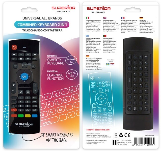 Universal QWERTY keyboard with remote control for all smart TVs