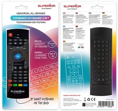 Universal QWERTY keyboard with remote control for all smart TVs