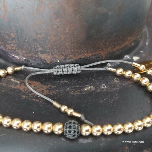 D-ZIJNS 14K GOUD ZWART BAL STRASS