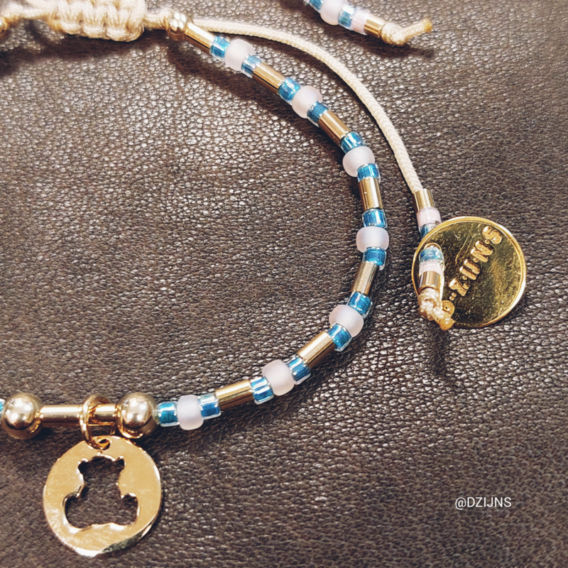 D-ZIJNS ARMBAND ROSE BLAUW GOUD BEER