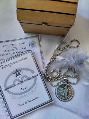Tetragramaton Acero Grabado-Consagrado-con manual y baul mini