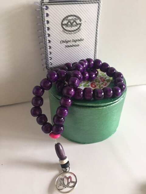Japa Mala Códigos Sagrados en madera, cajita artesanal- manual mini