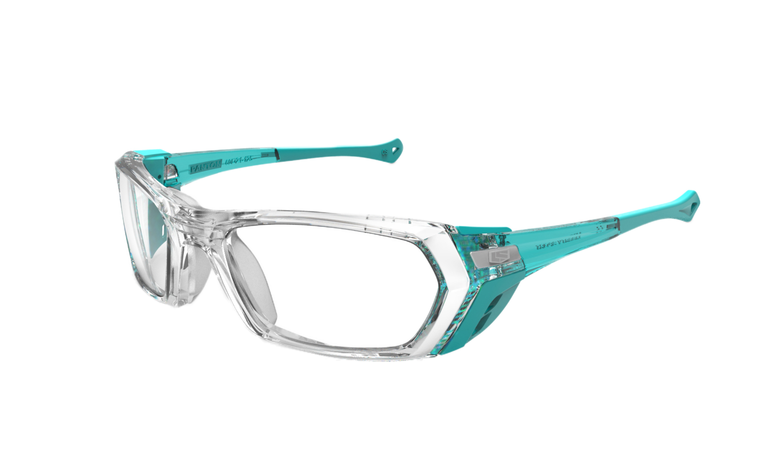 REC SPECS - PPE PANTON SHINY CLEAR/TURQUOISE W/ ANTI FOG #125