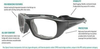 REC SPECS - PPE NAVIGATOR SHINY CLEAR W/ ANTI FOG #100