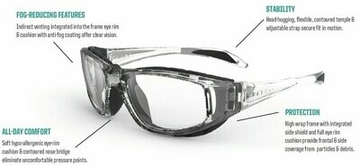 REC SPECS - PPE TRBZ SHINY CLEAR W/ ANTI FOG #100