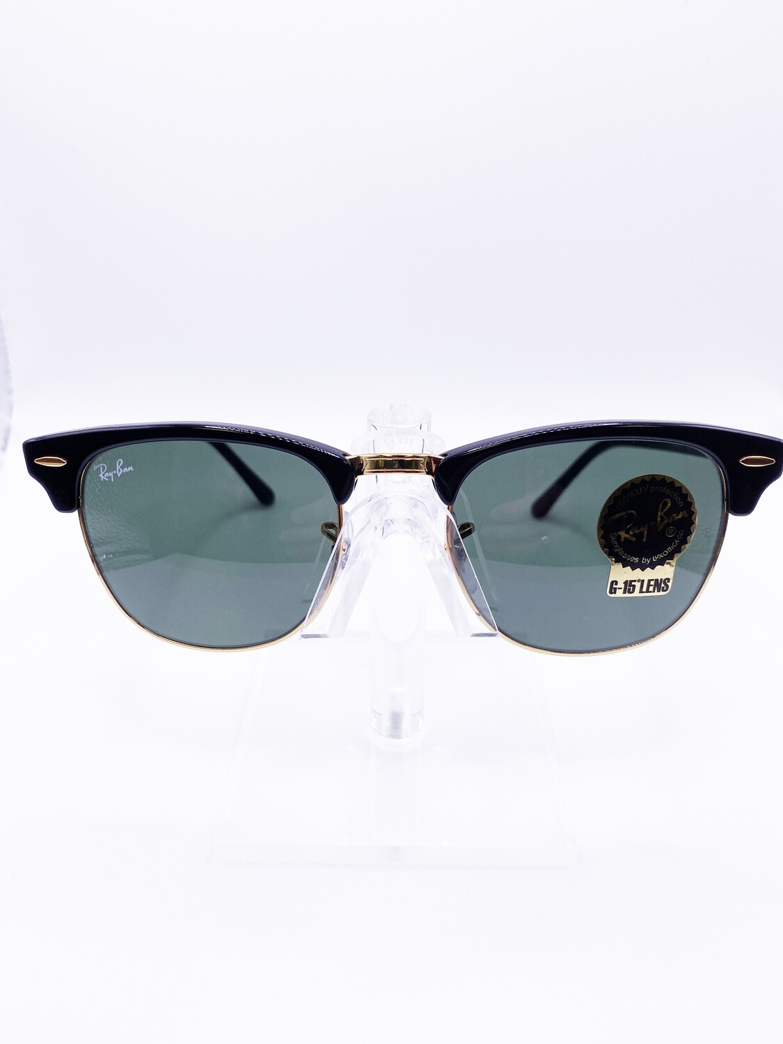 RAYBAN SUN - RB 3016 CLUBMASTER CLASSIC BLACK/GOLD - G-15 SUN RAYBAN SUN - RB 3016 CLUBMASTER CLASSIC BLACK/GOLD - G-15 SUN