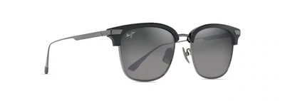 MAUI JIM - KALAUNU AF SHINY BLACK W/DARK SILVER - GREY