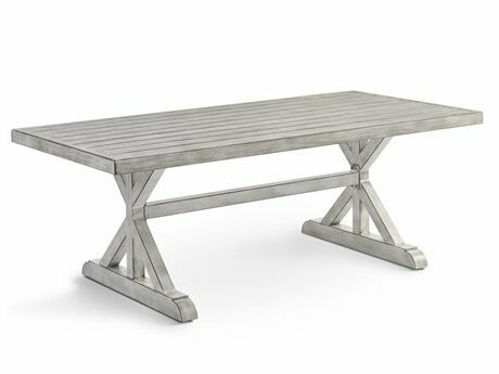 South Sea Rattan Dover Aluminum Chalk Grey 72''W x 42''D Rectangular Dining Table South Sea Rattan Dover Aluminum Chalk Grey 72''W x 42''D Rectangular Dining Table