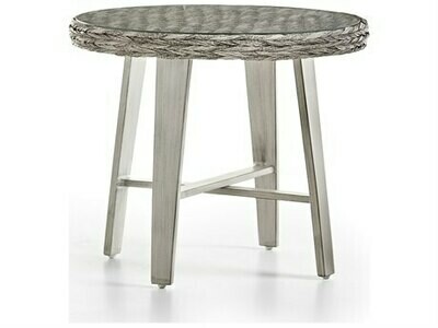 South Sea Rattan Grand Isle Wicker 24'' Wide Round Glass Top End Table
