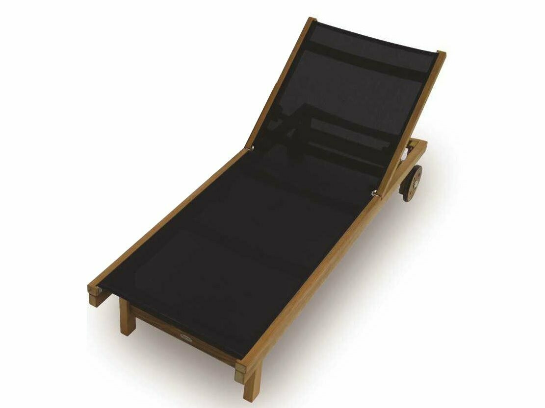 Royal Teak Collection Sundaze Black Sling Adjustable Chaise Lounge