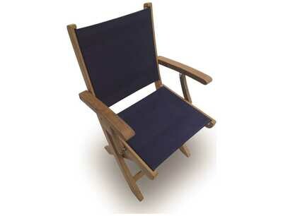 Royal Teak Collection Sailmate Navy Sling Folding Dining Arm Chair
